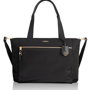 Tumi Women's Voyageur Mauren Black Nylon/Leather Trim Tote With Strap